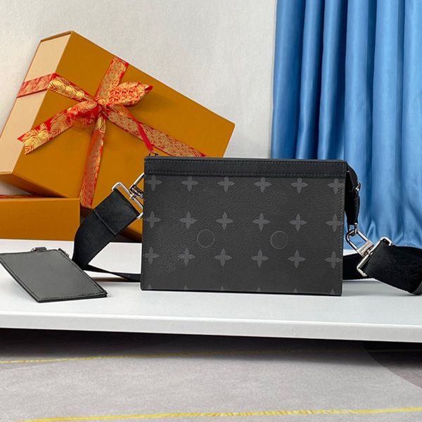 

designer mens bag m81124 mens classic black floral shoulder bag vintage portable crossbody bag mens leather clutch bag temperament wallet ca