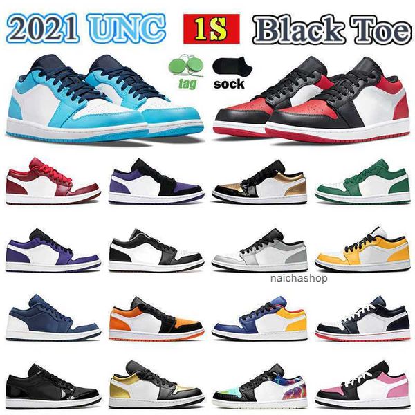 

jorden jordon fashion 1s unc 2021 mens low basketball shoes womens authentic jumpman 1 black green royal blue bred toe triple-black leather