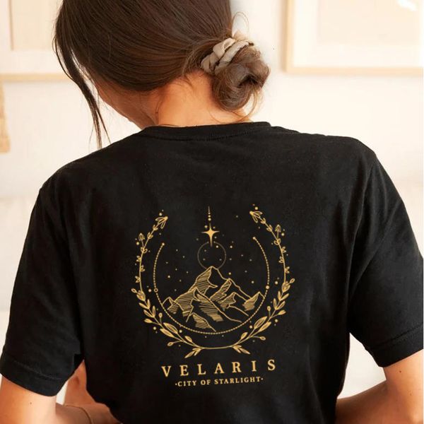 

womens tshirt sjm double sided velaris tshirt feyres tattoo acotar bookish shirt mens short sleeve vintage merch 230408, White