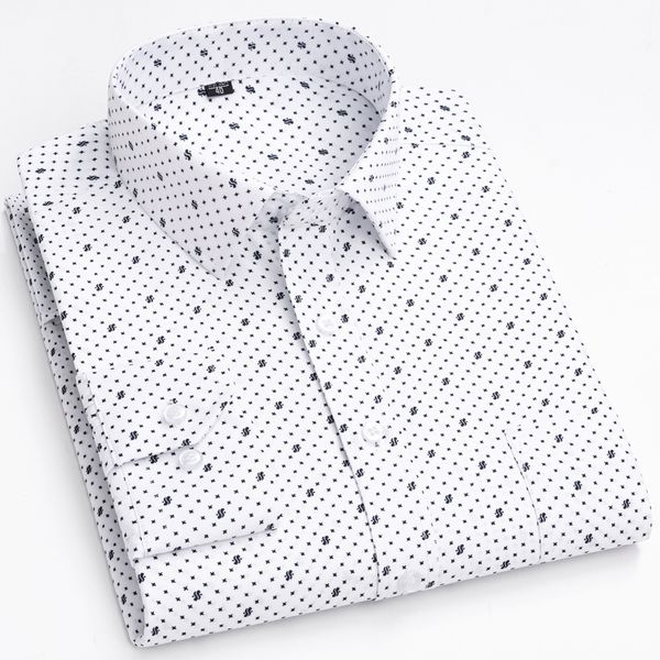 

men's casual shirts men's classic long sleeve print/stripe basic dress single patch pocket 65% cotton business standard suitable f, White;black