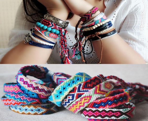 

12 colors bohemian luxury designer jewelry women girls multicolor rope braided bracelet national style handmade adjustable bracele7802637, Black