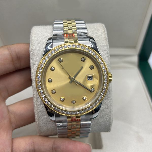 

Luxury Diamond Watch Designer Women's Automatic Mechanical Watch Gold Dial 41mm/36mm Calendar Stainless Steel Band Waterproof Sapphire Montre de Luxe