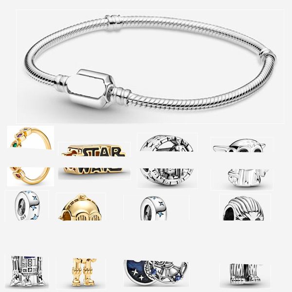 

925 silver robot charms decoration bracelets master pendant diamond rings for women diy for pandora bracelet festival jewelry gifts, Golden;silver