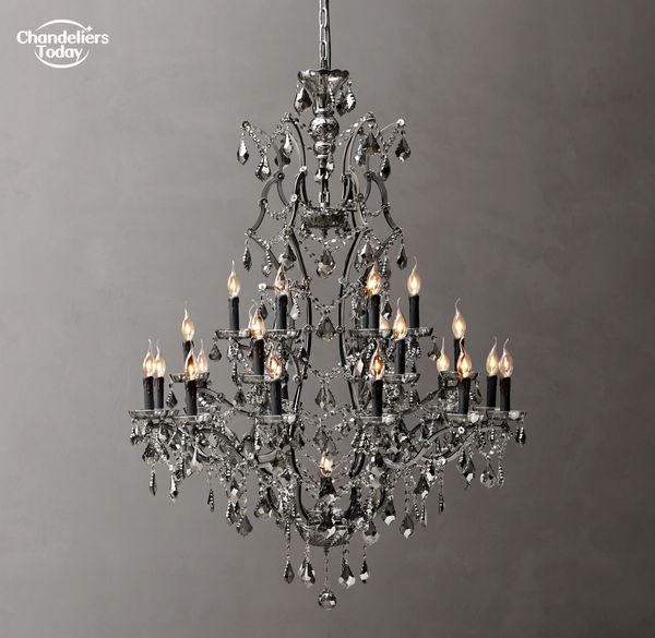 

19th c. rococo iron & crystal chandeliers lighting retro candle led black pendant lights for dining room bedroom foyer hanging lamps lustre