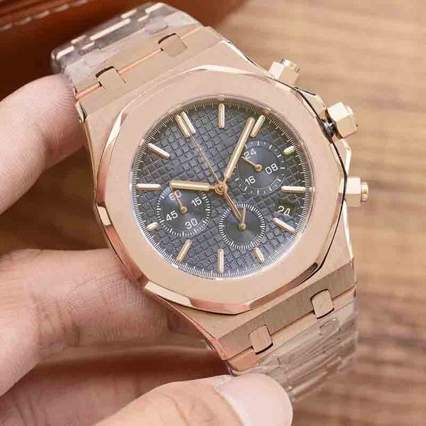 

classic mens watches quartz movement watch 42mm fashion business wristwatch montre de luxe gifts for men rose gold11, Slivery;brown
