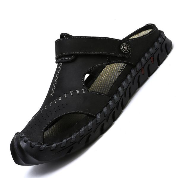

sandals sandals summer men leather classic men shoes slippers soft sandals men roman comfortable outdoor walking footwear 230408, Black