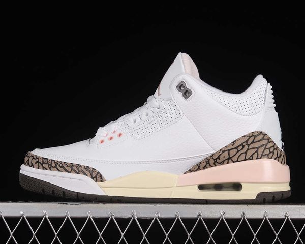 

jumpman 3 atmosphere basketball shoes 3s white/dark mocha-atmosphere-sail outdoor sports sneakers with box