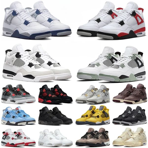 

4 basketball shoes men women 4s midnight navy military black cat red cement thunder oil green white oreo lightning mens trainers