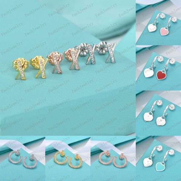 

t-shaped gold heart stud earrings for women rose gold studs couple velvet bag stainless steel thick pierced jewellery gift women accessories, Golden;silver