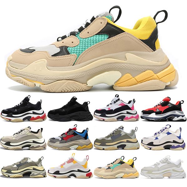 

mens casual shoes luxurys designers vintage sneakers black grey blue red pink white for womens triple s trainers outdoor size 36-45