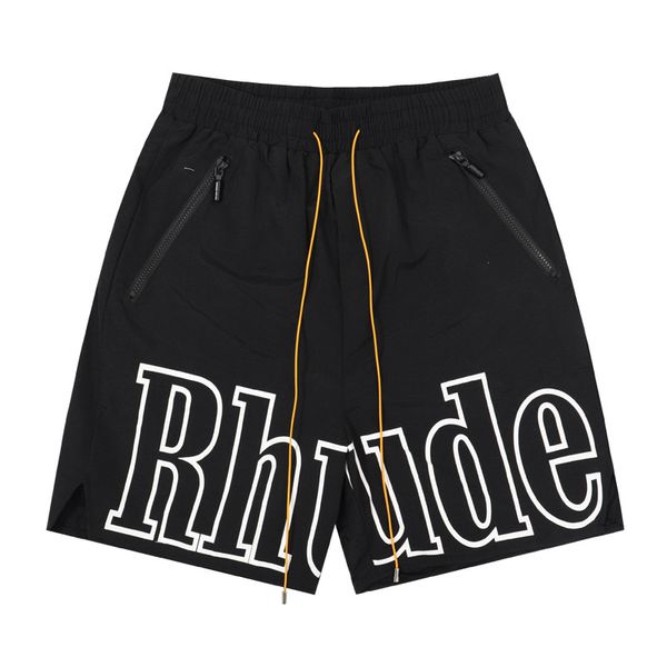 

designer shorts men rhude shorts mens shorts letter casual sports beach shorts zip letter multi-color shorts men drawstring mustard color mi, White;black