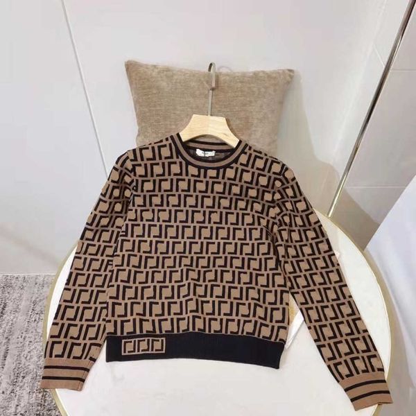 

long-sleeved ff of fendyity full high-quality letter designer sweater women's knits f round luxury neck retro fashion, White