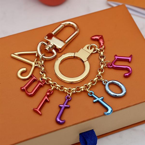 

stylish colorful luxury designer keychain letter pendant gold key buckle detachable keychains for mens womens keys ornaments whole276e, Silver