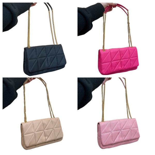 

shoulder bag luxury designer nylon flap handbag with chain with featuring iconic signasure and nice overstitchiing