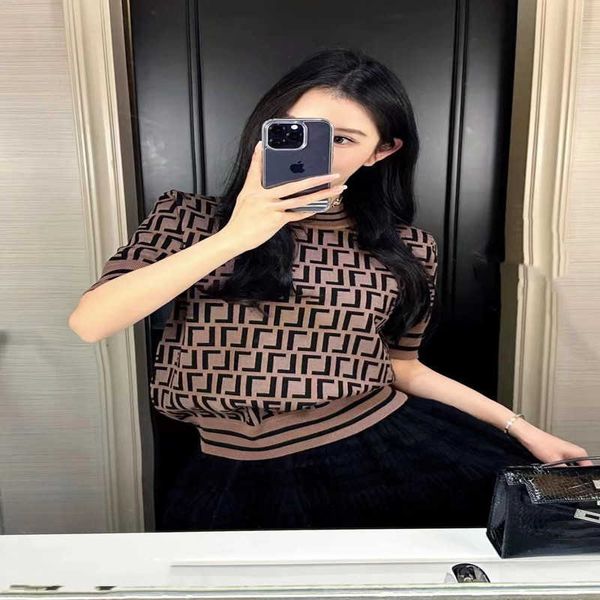 

designer t shirt spring/summer 2023 sleeve t-shirt half height round neck classic style letter jacquard, White;black