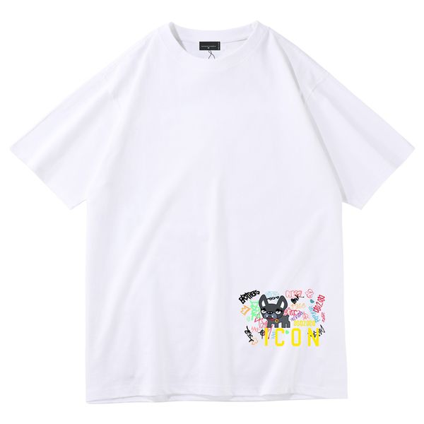 

icon 2023 new mens printed shirts t shirts brand casual classic fashion personality trend for simple street short sleeve, White;black