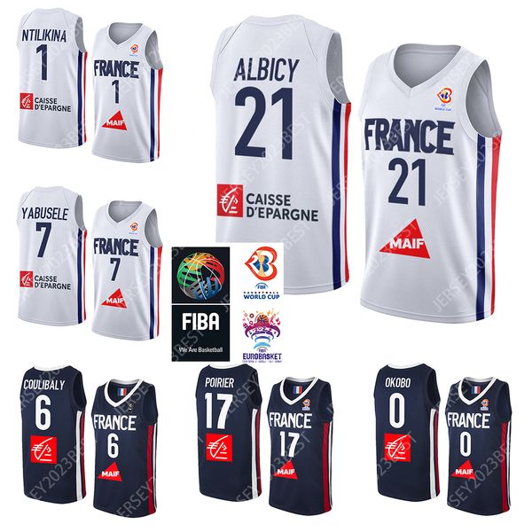 

france national team eurobasket basketball jersey 17 vincent poirier 7 guerschon yabusele 4 thomas heurtel 10 evan fournier rudy gobert 0 el, Black;red