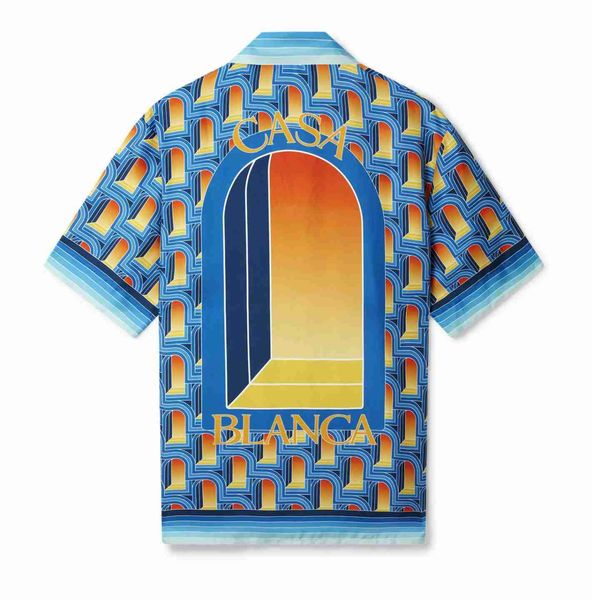 

casablanca designer shirt 23 dream gate white twill silk short sleeve shirt casablanc 1ufat, White;black