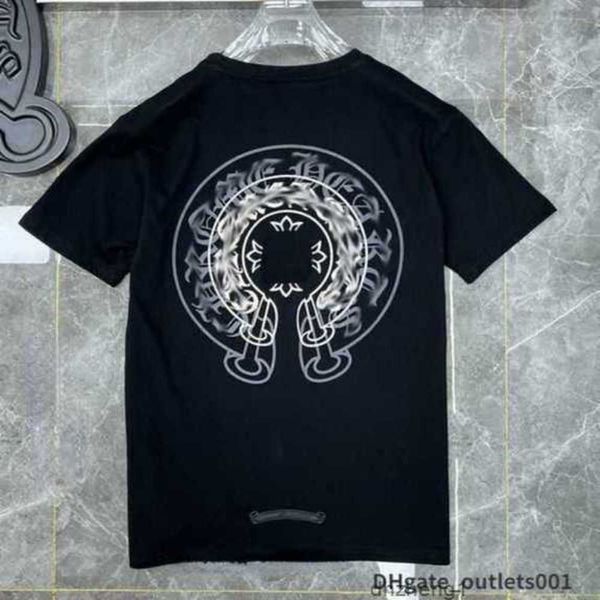 

ch fashion men's t shirt designer chrome classic summer brand short sleeve sanskrit letter pullover t-shirt horseshoe cross pattern he, White;black