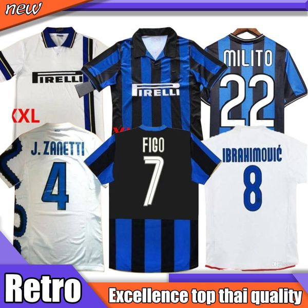 

retro 97 98 materazzi soccer jerseys milito sneijder 2009 2010 zanetti pizarro milan 99 02 03 djorkaeff baggio vieri ibrahimovic jerseys de, Black;yellow