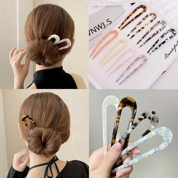 

wedding hair jewelry fashion acetate hair sticks for women girls shell hair clip hair pins u shape hairpins hair bun maker wedding hair acce, Slivery;golden