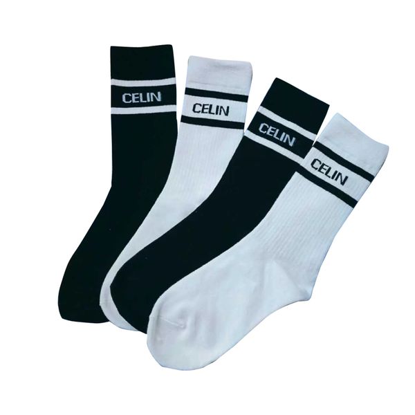 

4pairs breathable cotton socks net red race letter painted design golf tennis stripe men's and women's college style casual socks, Pink;yellow