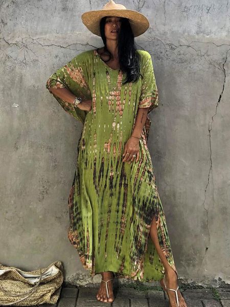 

women's swimwear bohemian striped print women beach dress bathing suit cover up summer tunic for woman beachwear robe de plage kaftan q, White;black