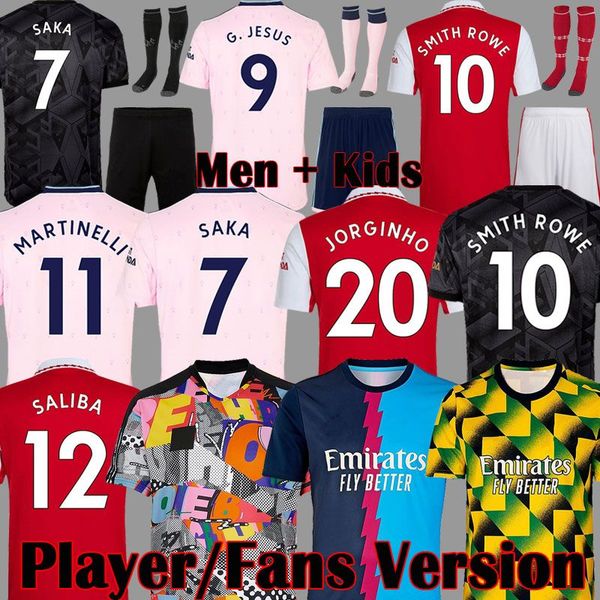 

fans player version soccer jerseys saliba gunners 22 23 martinelli g. jesus 2023 smith rowe arsen love unites jersey saka all football shirt, Black;yellow