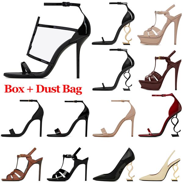 

women luxury dress shoes designer high heels sandals opyum pumps stiletto heel leather suede open toes party wedding office woman sneakers w, Black