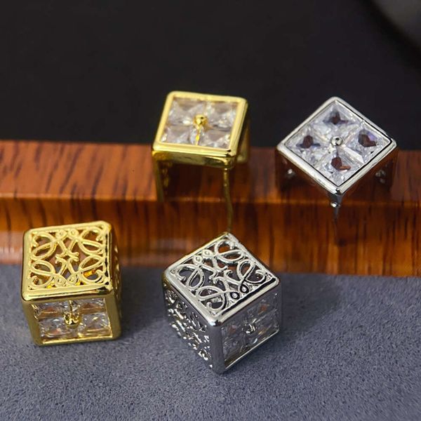 

Classic designer earrings loeve jewelry Luxury fashion jewelrys unique earrings square zircon three sided hollow earrings exquisite metal design luxury jewelry