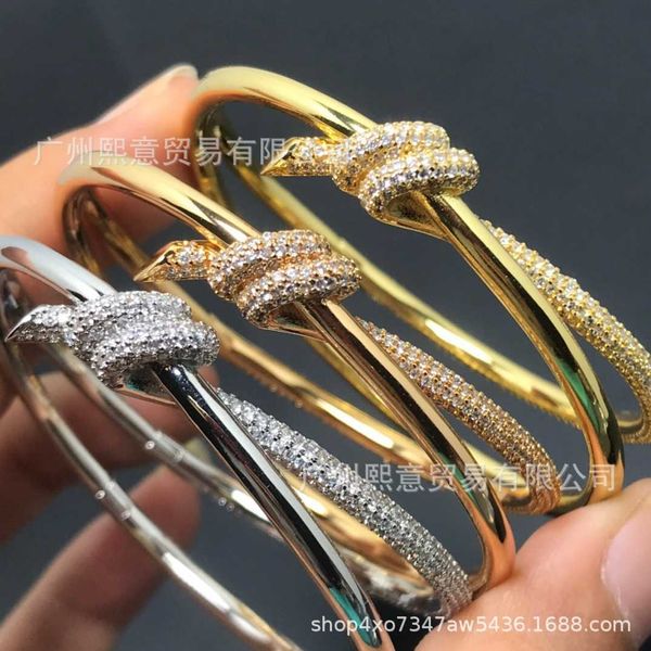 

high version v gold edition cnc sculpture tiffay knot tnot bracelet female 18k rose thick hand inlaid valley ailing matching, Black