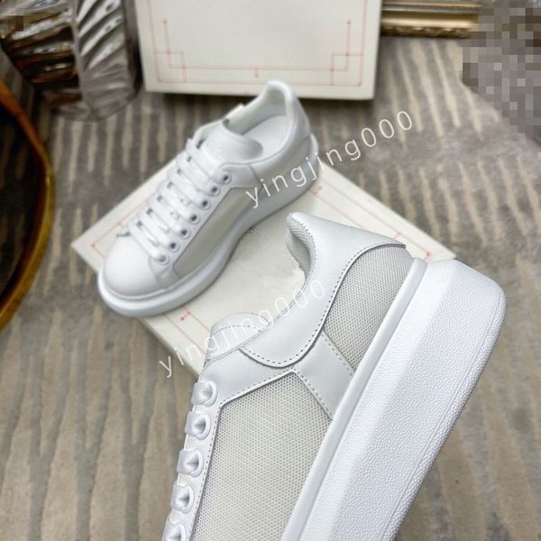 

2023new brand flat sneakers low mens casual trainers walking designer woman shoe leather lace up men fashion platform, Black