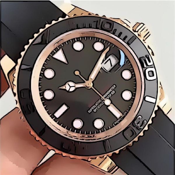 

2020 mens watch 40mm rubber strap rose gold automatic movement mechanical stainless steel mens watches male wristwatch225k, Slivery;brown