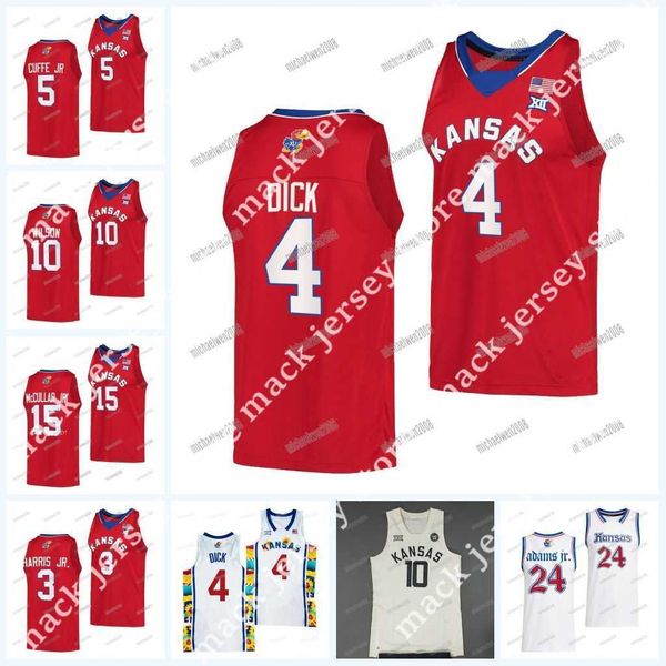 

kansas jayhawks ncaa college basketball jersey gradey dick jalen wilson bobby pettiford jr. dajuan harris jr. k.j. adams jr. kyle cuffe jr., Black;red