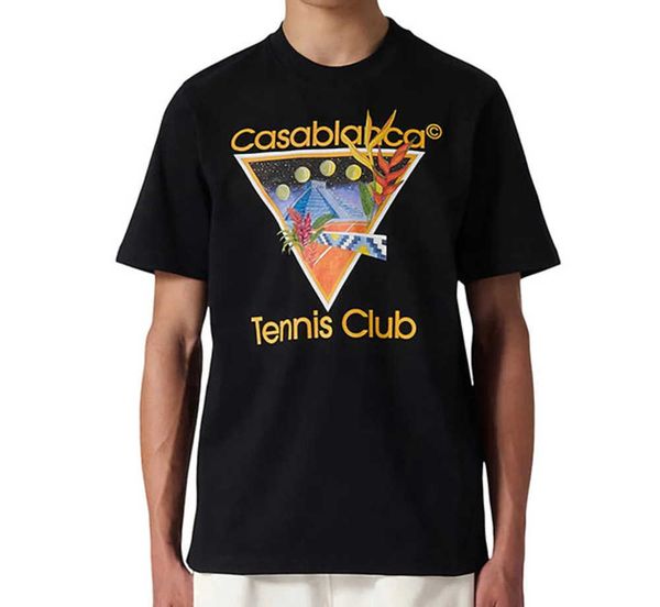 

summer casablanca designer shirt tennis club tennis 23ss loose versatile short sleeve fashion t-shirt casablanc, White;black