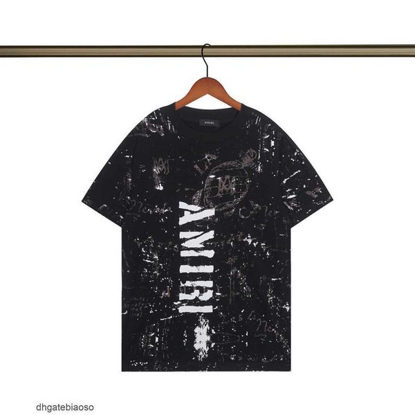 

high mens fashion letter t shirt amirs edge short sleeve balencigas street embroidery casual print loose fat man t sxiu, White;black