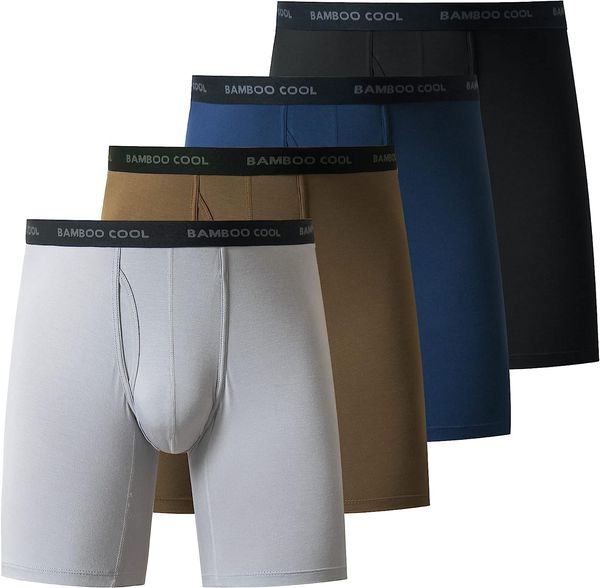

bamboo cool mens underwear boxer briefs soft comfortable bamboo viscose underwear trunks (4 pack), Red;black