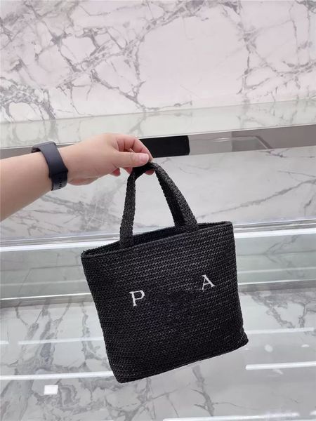 

2023 design totes bag summer fresh color striped weave bags womens beach handbag outdoor fashion purse 23cm handbags, Black;red