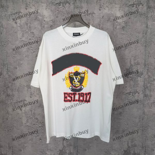 

xinxinbuy men designer tee t shirt 23ss paris scissors wheat ear print short sleeve cotton women black white blue gray xs-l, Black;brown