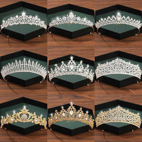 

wedding hair jewelry silver color crown and tiara wedding hair accessories for women crown for bridal crystal rhinestone diadema tiaras brid, Slivery;golden