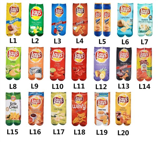 

2023 men novelty socks funny 3d socks printing potato chips food crazy girls custom long socks stocking for woman 40cm n2, Black