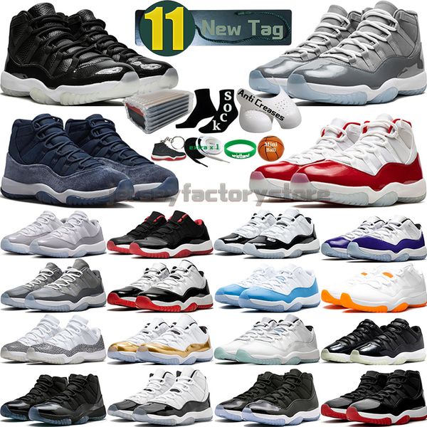 

11 mens basketball shoes 11s cherry cool cement grey vast concord 45 bred unc gamma blue legend midnight navy space jam 72-10 men women outd