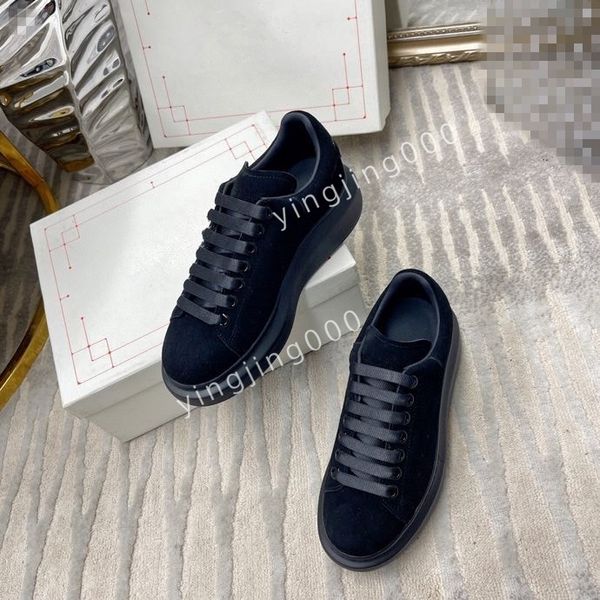 

2023new mens flat sneakers low mens casual trainers walking designer woman shoe leather lace up men fashion platform, Black