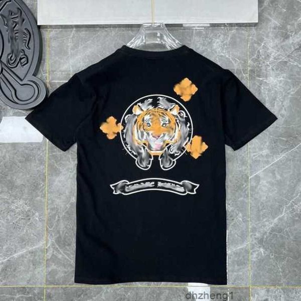 

men's fashion mens classic t shirts brand t-shirts ch short sweater casual embossed letter horseshoe sanskrit cross pattern white t-shi, White;black