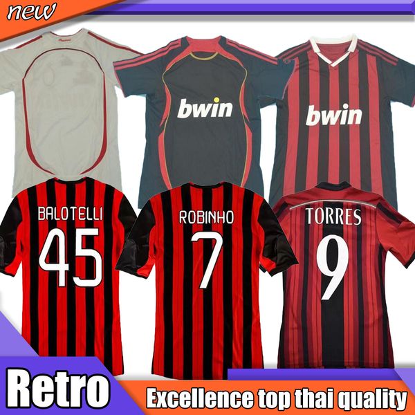 

retro 06 07 ronaldinho soccer jerseys ibrahimovic kaka pirlo vintage football shirt 04 05 09 10 11 12 13 14 15 classic ac jerseys de futbol, Black;yellow