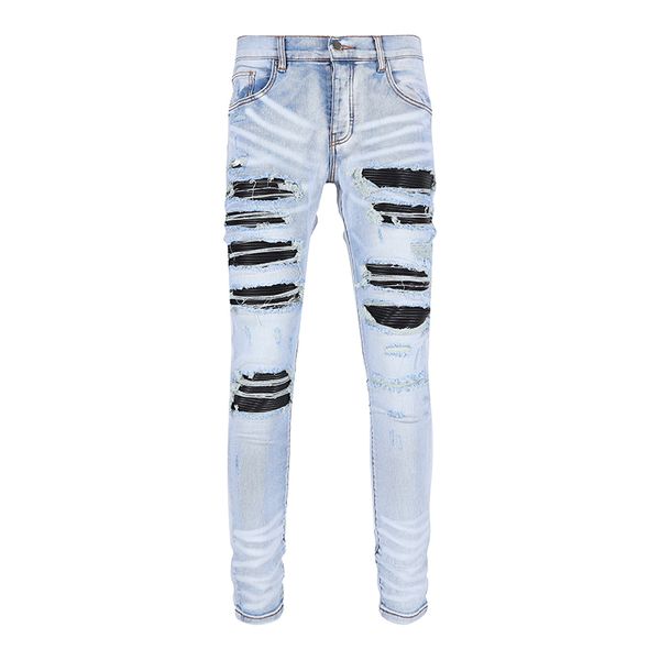 

mens jeans 2023 designer pants ripped high designer jeans men's jeans embroidered pants fashion hole pants selling zipper pants am~ri a, Blue