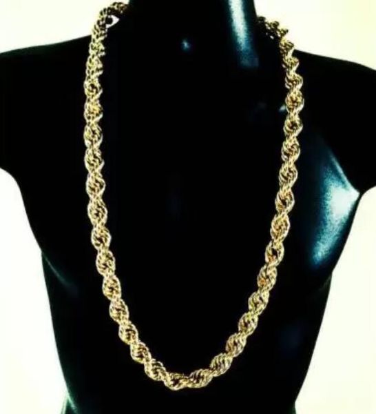 

men's chains hip hop heavy 18k gold plated 9mm 30" inch rope chain necklace, Silver