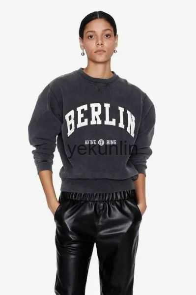 

anine bing anine bing city women pullover sweatshirt new embroidery letter burst fleece sweater printed wash round neck female cotton ab hoo, Black