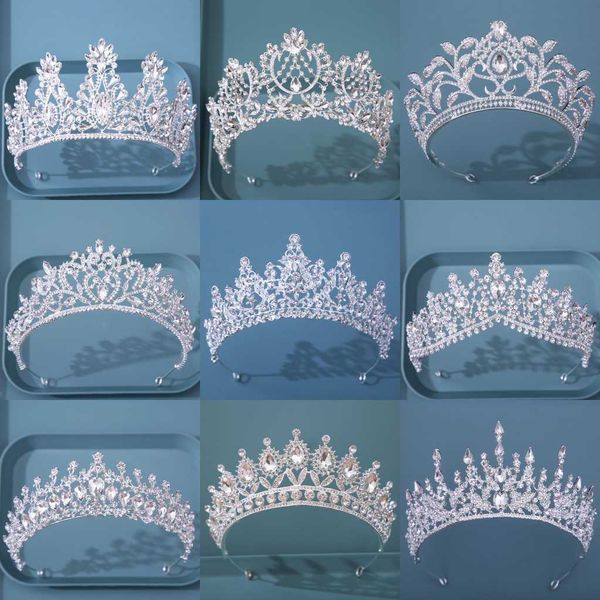 

wedding hair jewelry diverse silver color crystal crowns bridal tiaras fashion queen rhinestone diadem cz headpiece wedding hair jewelry acc, Slivery;golden
