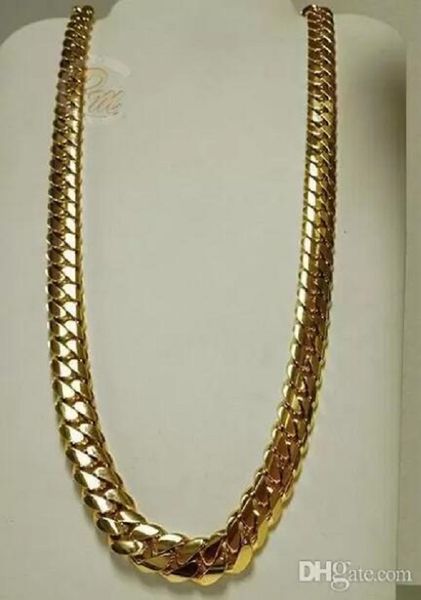 

14k gold miami men's cuban curb link chain necklace 24", Silver